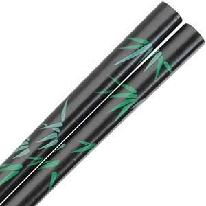 Bamboo Green Leaves Black Chopsticks