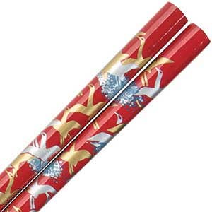 Cranes on Red Japanese Style Chopsticks